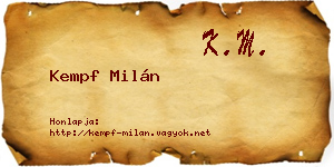 Kempf Milán névjegykártya